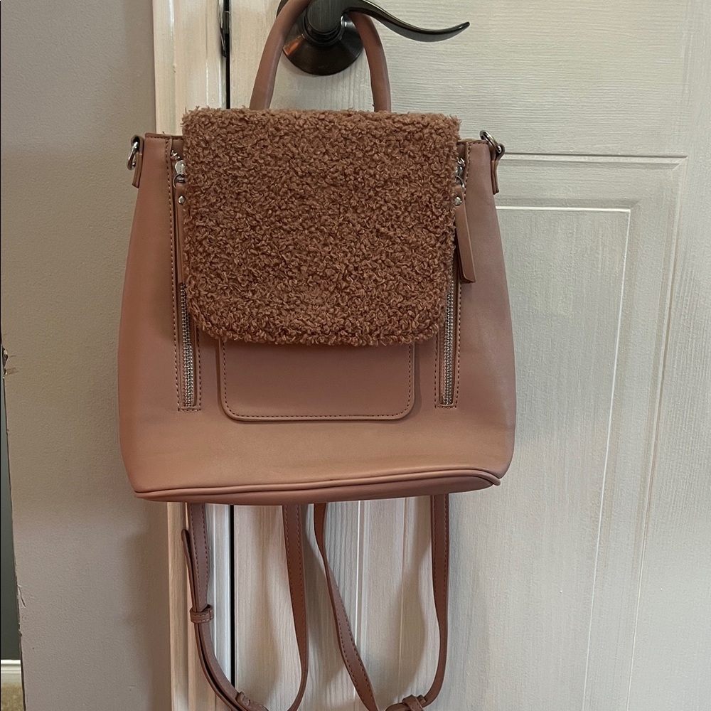 Stylish pink fuzzy  Backpack for Women